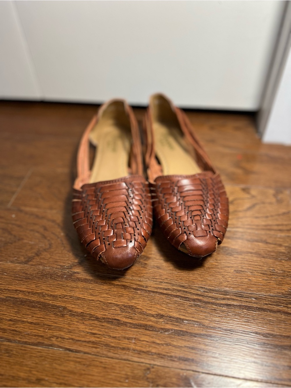 Macarena Collection Handmade in Mex 100% Natural Leather Huarache Flats Brown 8